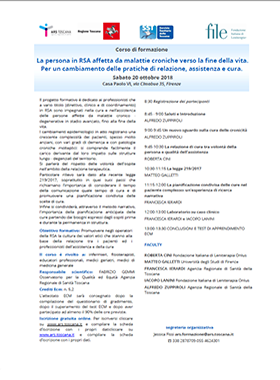 La persona in RSA affetta da malattie croniche verso la fine della vita. Per un cambiamento delle pratiche di relazione, assistenza e cura