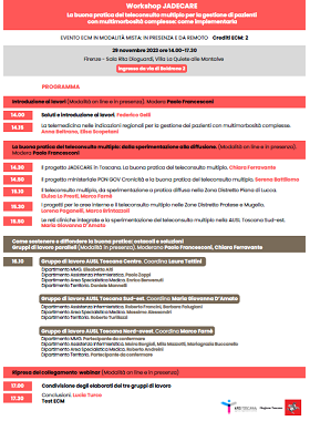 Workshop JADECARE La buona pratica del teleconsulto multiplo per la gestione di pazienti con multimorbosità complesse: come implementarla